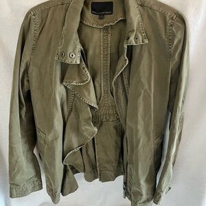 Banana Republic Women's Olive Khaki Ruffle-Front Utility Jacket